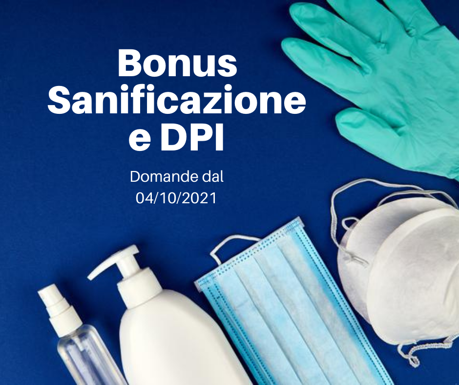 BONUS SANIFICAZIONE E DPI AL VIA DAL 4 OTTOBRE